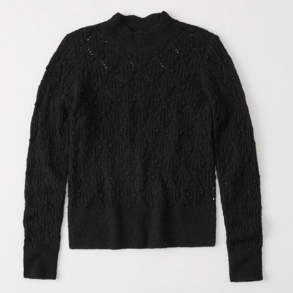 Abercrombie & Fitch A&F Cable knit mock neck sweater Black XXS - Picture 1 of 4